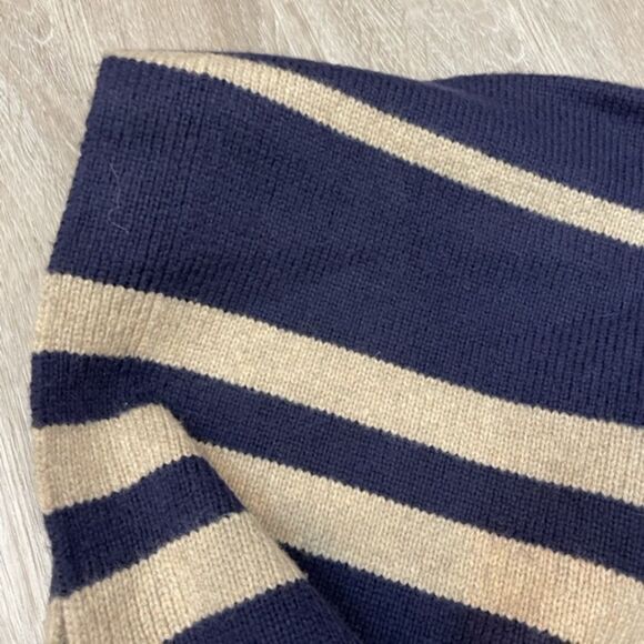 GAP Poncho Sweater Navy Blue Tan Wool Camel Hair Open Front Cardigan One Size - Picture 4 of 7